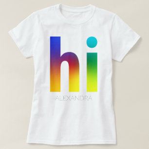Camiseta Olá Arco-íris Gay LGBT Queer Moderno Nome Personal