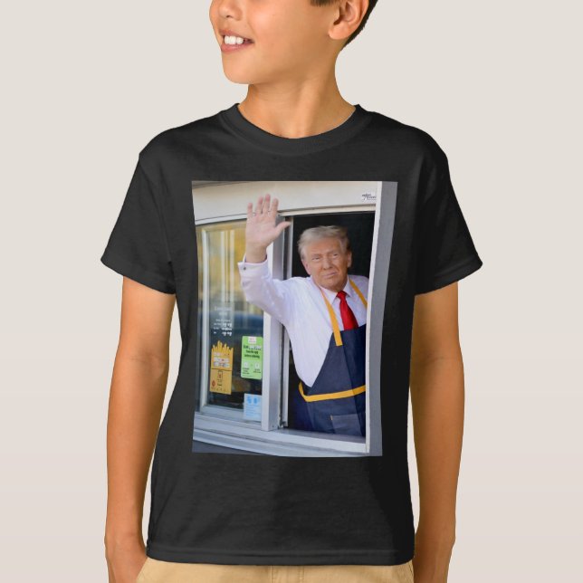 Camiseta Olá, Arranje Seu Burger Donald Trump Cozinheiros. (Frente)
