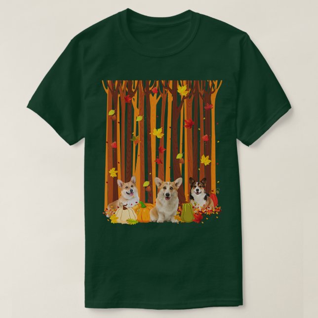 Camiseta Olá Autumn Corgi Maple Leaf Fall Pumpkin Mens Wo (Frente do Design)