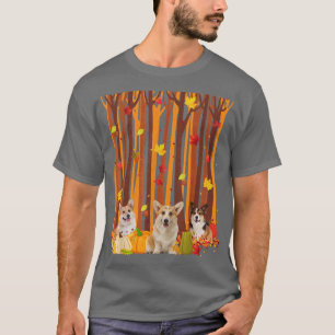Camiseta Olá Autumn Corgi Maple Leaf Fall Pumpkin Mens Wo