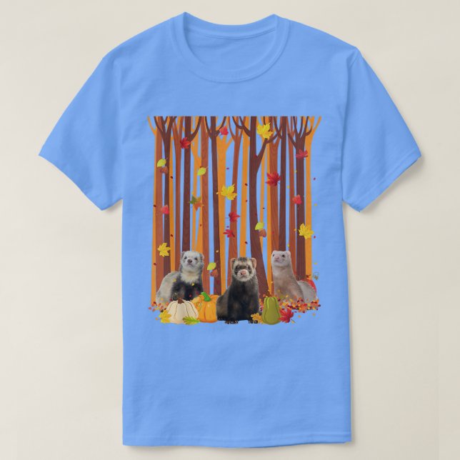 Camiseta Olá Autumn Ferret Maple Leaf Fall Pumpkin Mens W (Frente do Design)