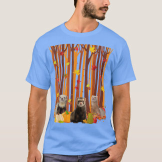 Camiseta Olá Autumn Ferret Maple Leaf Fall Pumpkin Mens W