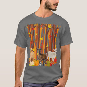 Camiseta Olá Autumn Goat Maple Leaf Fall Pumpkin Mens Wom