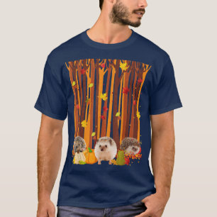 Camiseta Olá Autumn Hedgehog Maple Leaf Fall Pumpkin Mens