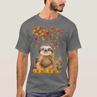Camiseta Olá Autumn Maple Sloth Leaf Fall Cute Sloths Lov
