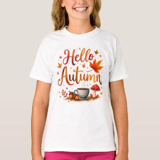 Camiseta Olá Autumn, nostalgia acolhedora