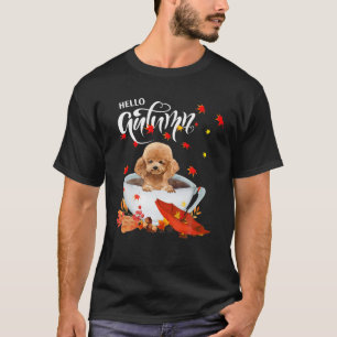 Camiseta Olá, Autumn Poodle E Coffee Dog Fall Deixa Poo
