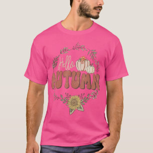 Camiseta Olá Autumn Sunflower Pumpkin Fall Season Obrigados