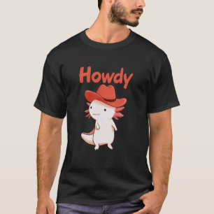 Camiseta Olá Axolote Cowboy Bonito Chapéu Vermelho Ocidenta