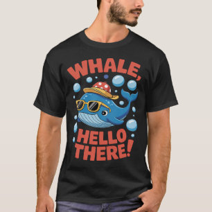 Camiseta Olá Baleia Aí Cartoon Divertido Peixe Oceano Engra