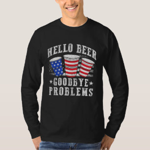 Camiseta Olá Beer Goodbye Problemas Beer Bong Cups Beer Bee