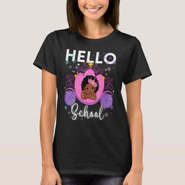 Camiseta Olá, Black Girl Princesa Magic Brown Skin (Frente)