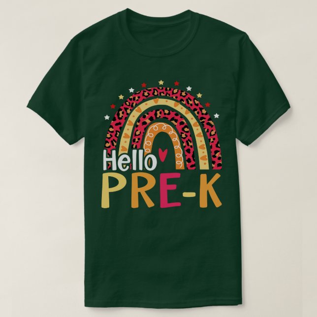 Camiseta Olá, Bom Dia, Pré K De Volta À Escola (Frente do Design)