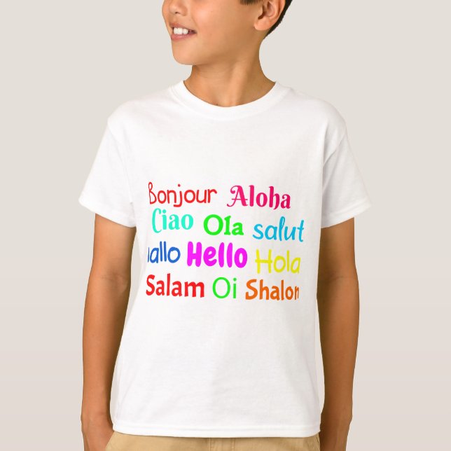 Camiseta olá bonjour ciao salut hallo salam ola shalom (Frente)