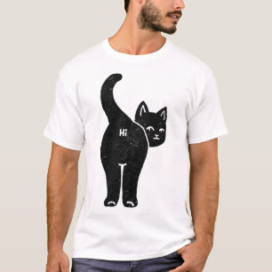 Camiseta Olá, Bumbum De Gato Negro Minimalista Por Tobe Fon