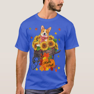 Camiseta Olá, Cachorro De Corgi Em Girassóis Deixa O Outono