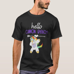 Camiseta Olá Cannon Beach Oregon Dabbing Unicorn Engraçado 