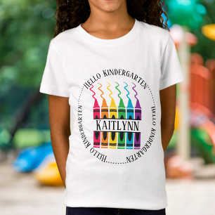 Camiseta Olá Criança Personalizada do Nome do Crayon do Kin