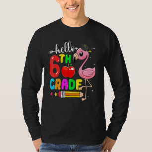 Camiseta Olá Crianças da 6ª Série Flamingo Volta às Aulas P