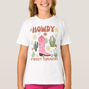 Camiseta Olá Crianças do Primeiro Ano Camiseta, Cowgirl Pri