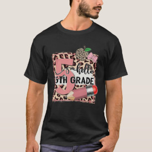 Camiseta Olá de Volta às Aulas 5º Quinta Série Leopardo Ens