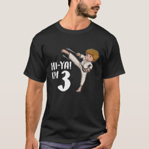 Camiseta Olá engraçado, eu sou 3 Aniversário Karate Black B
