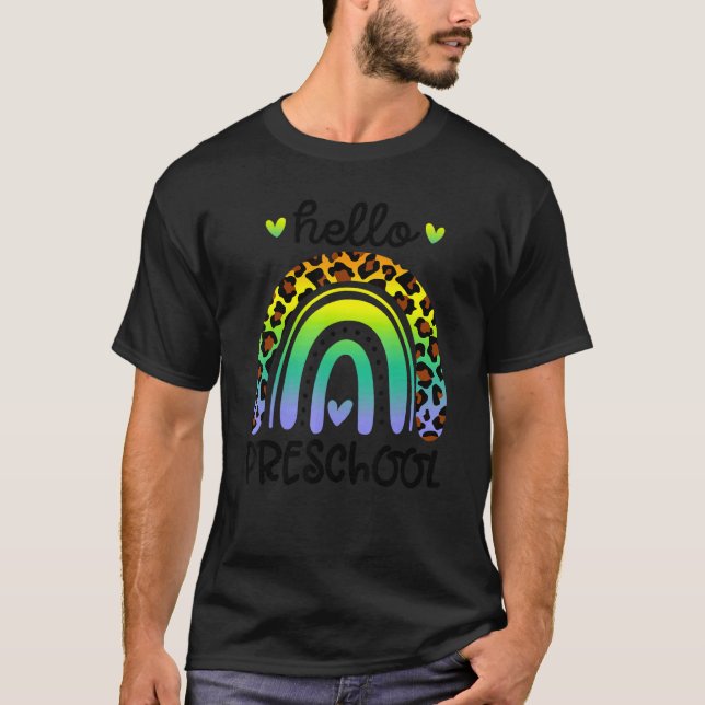 Camiseta Olá Equipe De Professores Arco-Íris Pré-Escolar Es (Frente)