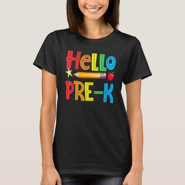 Camiseta Olá Equipe de Professores Pré K Pré K Esquadra Men (Frente)
