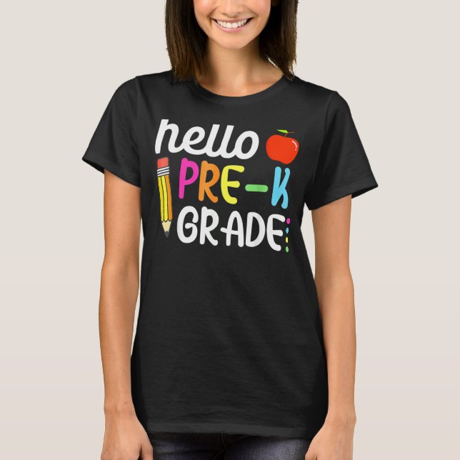 Camiseta Olá Equipe Pré-Escolar Pré-K De Volta Ao Professor (Frente)