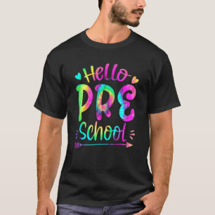 Camiseta Olá Equipe Pré-Escolar Tie Dye Volta às Aulas Prof