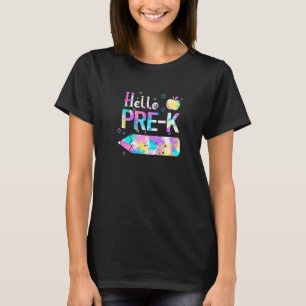 Camiseta Olá Equipe Pré K Volta às Aulas Tie Dye Crianças C