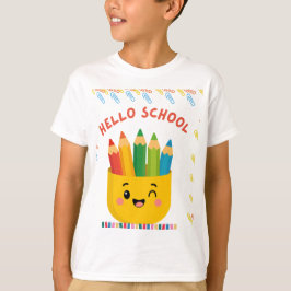 Camiseta Olá Escola: Jornada Colorida de Aprendizado.