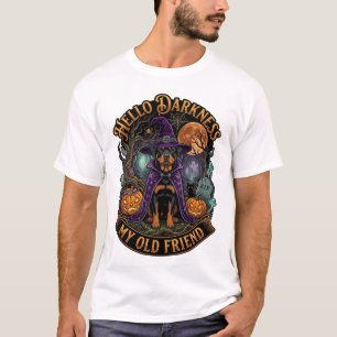 Camiseta Olá Escuridão Velho Amigo Rottweiler Cão Chapéu de