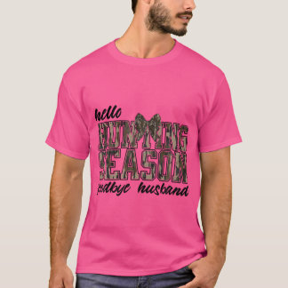 Camiseta Olá Estação de Caça Adeus Marido Camo Coquette