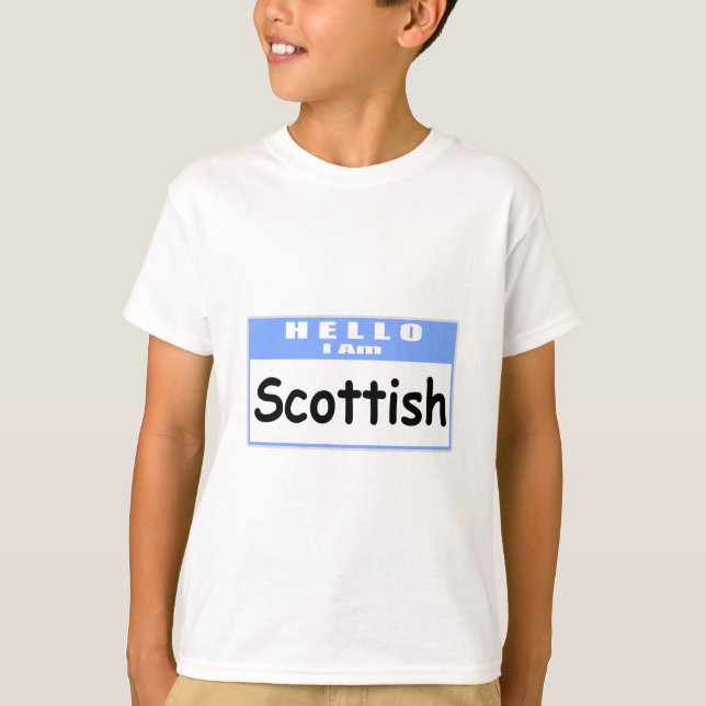 Camiseta Olá, Eu Sou Escocês... Nametag (Frente)