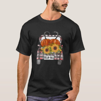 Camiseta Olá, Fall Leopard Pumpkins Truck Fall Season Then