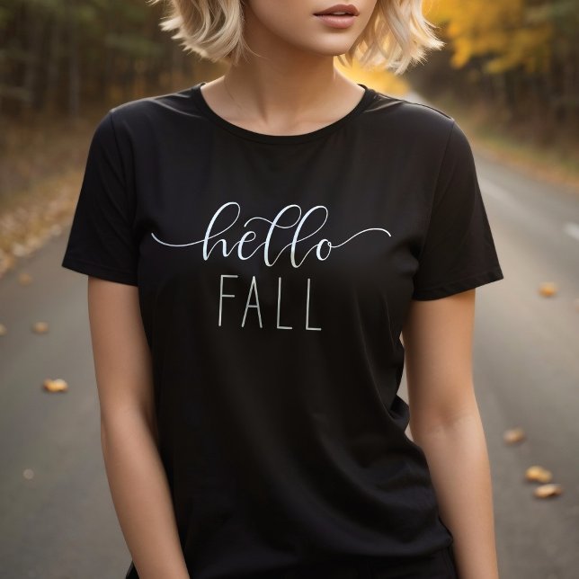 Camiseta Olá, Fall Minimalist Modern Autumn Season (Criador carregado)