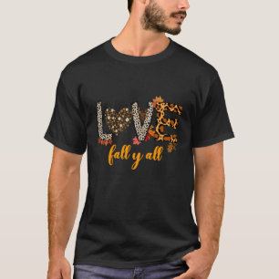 Camiseta Olá, Fall Pumpkin Amor Queda Yall Leopard Peace Lo