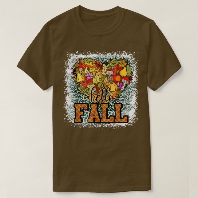Camiseta Olá Fall Yall Pumpkin Heart Autumn Ação de Graças (Frente do Design)