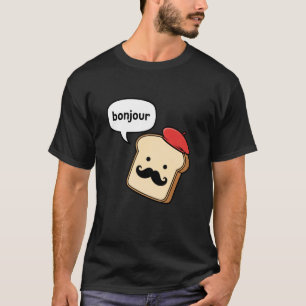 Camiseta Olá Fatia de Pão Francês Engraçado Bigode de Desen