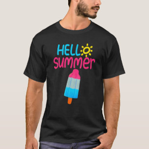 Camiseta Olá, Férias de Verão, Sorvete de picolé, Lolly