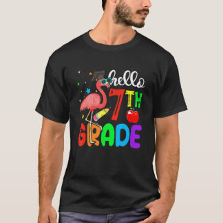 Camiseta Olá Flamingo da Sétima Série De Volta à Escola Pro