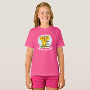Camiseta "Olá, Flor! - Camisa-T de Elefante Amarelo-Cuta