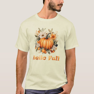 Camiseta Olá Flores selvagens e folhas