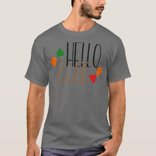 Camiseta Olá Folha Bem-Vindo Homens de outono Gráfico Mulhe