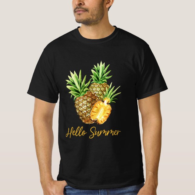 Camiseta Olá, Fruta tropical de Summer Pineapple (Frente)