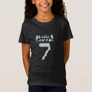 Camiseta Olá Garota 7 de 7 Anos de Idade, Aos 7 Anos