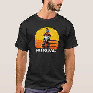 Camiseta Olá Gnomos de Caminhão Xadrez de Abóbora de Outono