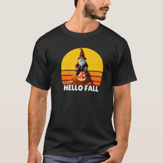 Camiseta Olá Gnomos de Caminhão Xadrez de Abóbora de Outono