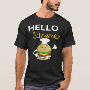 Camiseta Olá hambúrguer de Verão com o aniversário de c
